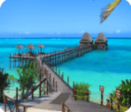 Turquoise ocean and white-sand beach in Zanzibar