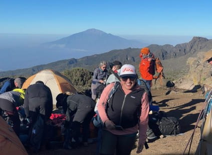 Hikers approaching Mount Kilimanjaro summit